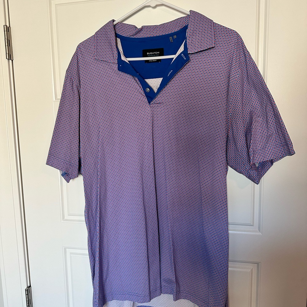 Bugatchi Men’s Polo Shirt – XL – Geometric Prin- EXCELLENT cond